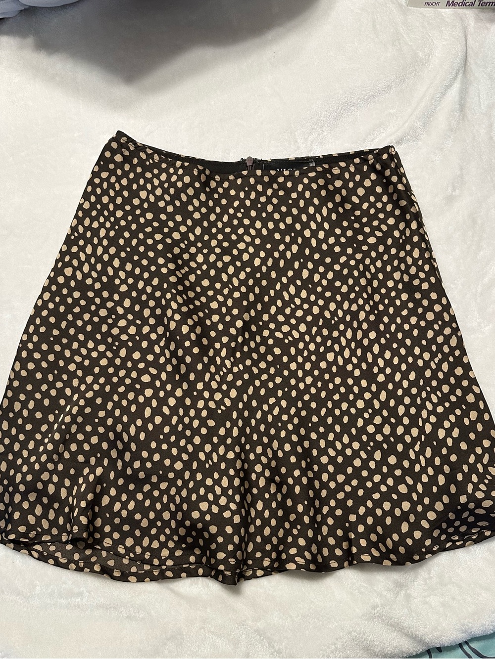VICI Olivra Satin Polka Dot Mini Skirt Brown/Taupe